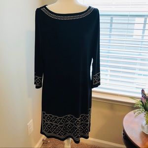 Jersey Knit Dress with Silver/Gold Beading NWT